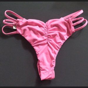 NWOT Super Sexy Bubble Gum Pink Ruched Cheeky Bikini Bottom
